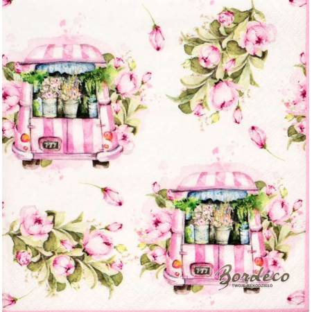 Serwetka decoupage seria TI-FLAIR mobilna kwiaciarnia 33x33cm